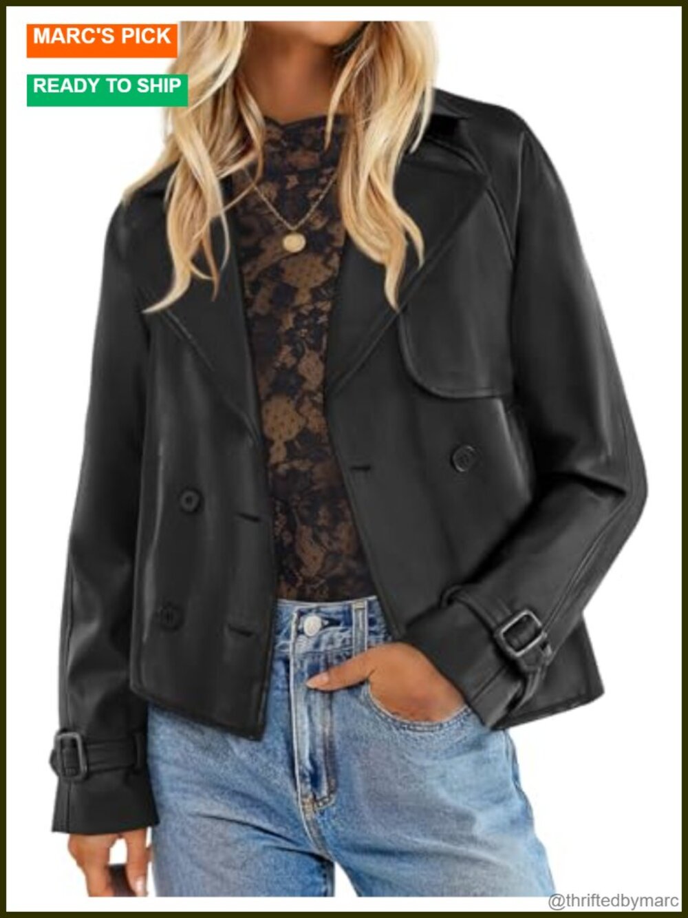 Women's Faux Leather Motorcycle Jacket Long Sleeve Button Down Moto Biker